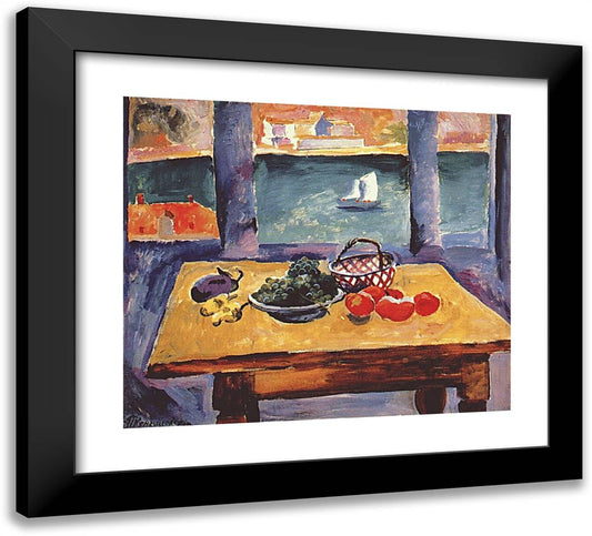 Balaklava. the Window. (The Grapes on the Table). 22x20 Black Modern Wood Framed Art Print Poster by Konchalovsky, Piotr