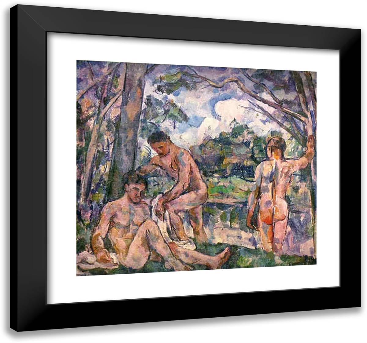 Bathing Boys 21x20 Black Modern Wood Framed Art Print Poster by Konchalovsky, Piotr