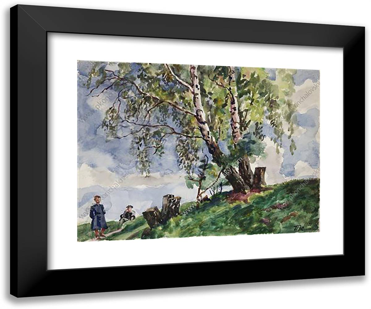 Birches in the Knobs 24x20 Black Modern Wood Framed Art Print Poster by Konchalovsky, Piotr