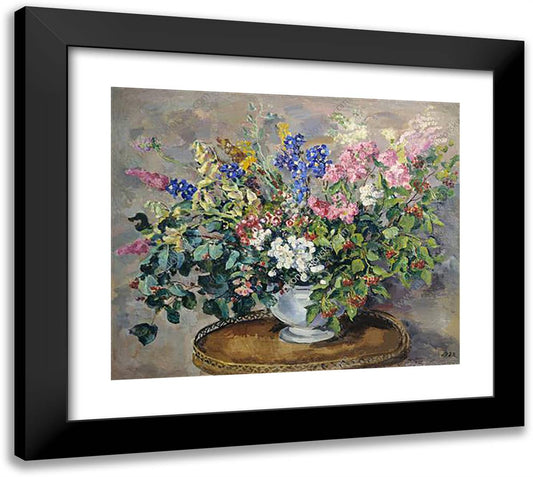 Bouquet of Flowers 22x20 Black Modern Wood Framed Art Print Poster by Konchalovsky, Piotr