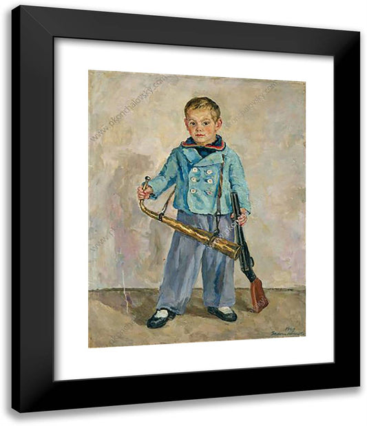 Boy with a Pipe (Andron Mikhalkov) 20x24 Black Modern Wood Framed Art Print Poster by Konchalovsky, Piotr