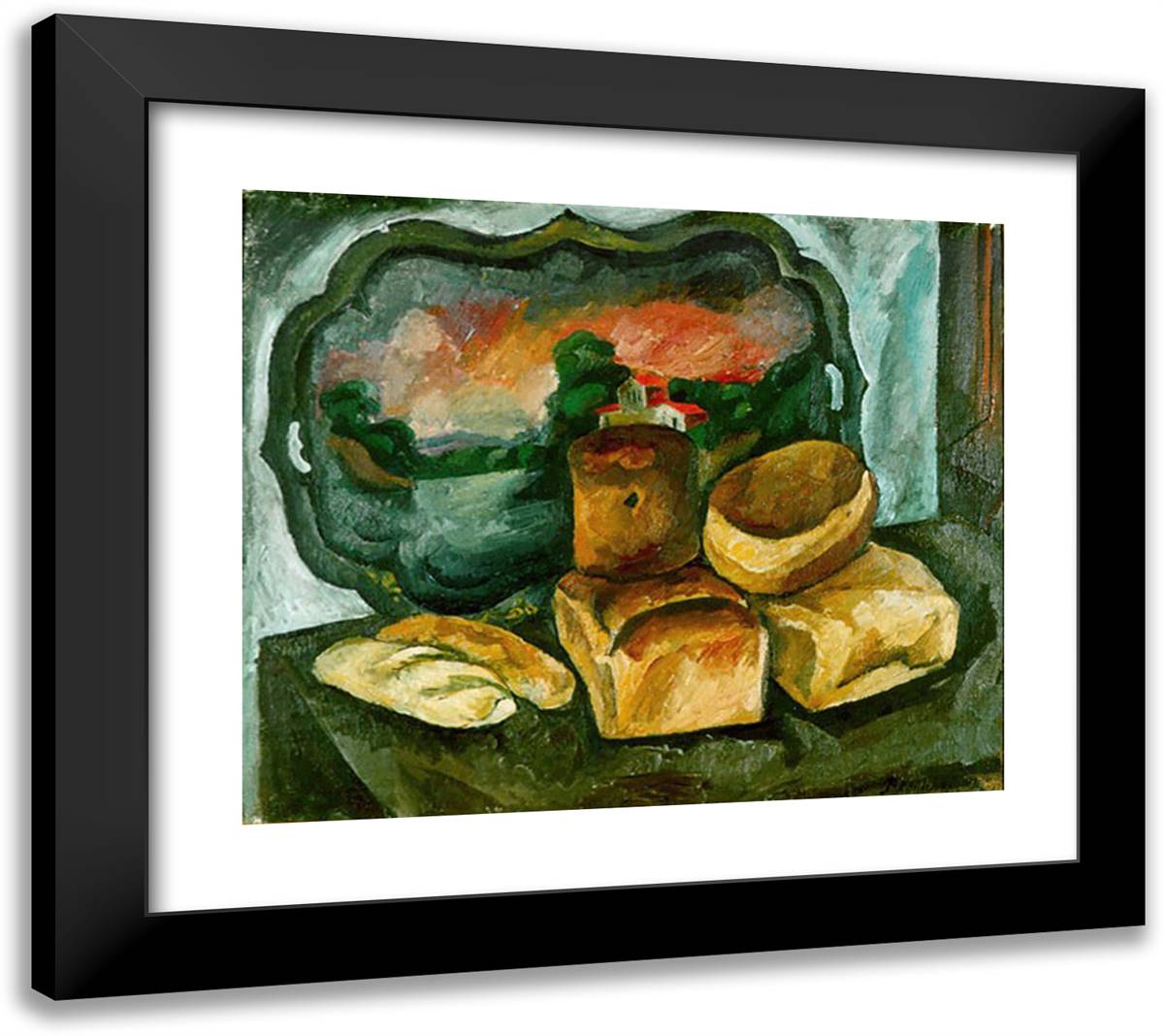 Breads and the Tray 22x20 Black Modern Wood Framed Art Print Poster by Konchalovsky, Piotr