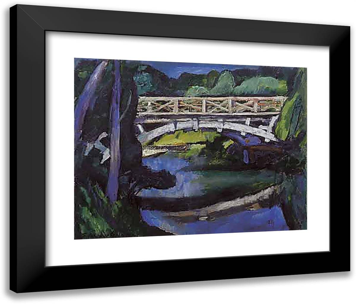 Bridge 24x20 Black Modern Wood Framed Art Print Poster by Konchalovsky, Piotr