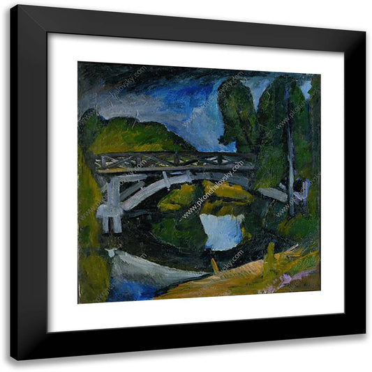 Bridge in Abramtsevo 20x20 Black Modern Wood Framed Art Print Poster by Konchalovsky, Piotr