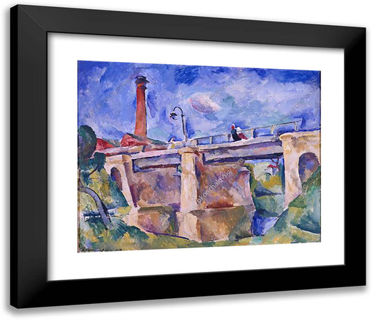 Bridge in Nara. the Wind. 23x20 Black Modern Wood Framed Art Print Poster by Konchalovsky, Piotr