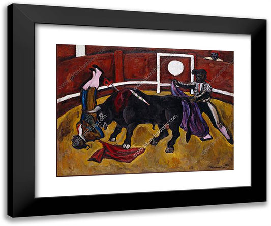 Bullfight 24x20 Black Modern Wood Framed Art Print Poster by Konchalovsky, Piotr