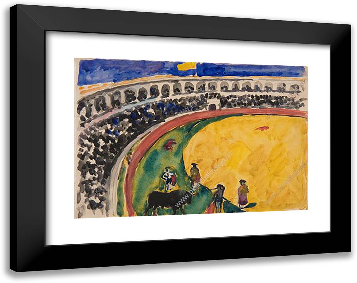 Bullfight in Sevilla 24x19 Black Modern Wood Framed Art Print Poster by Konchalovsky, Piotr