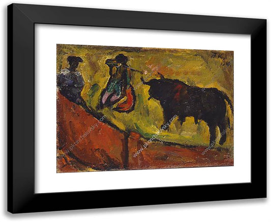 Bullfight. Study. 24x20 Black Modern Wood Framed Art Print Poster by Konchalovsky, Piotr