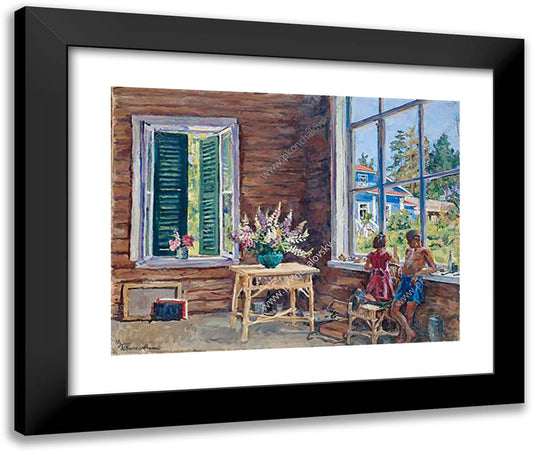 Children in the Studio 24x20 Black Modern Wood Framed Art Print Poster by Konchalovsky, Piotr