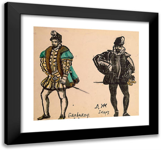 Costume Design for the Opera Don Giovanni by Wolfgang Amadeus Mozart, 'Don Giovanni' 21x20 Black Modern Wood Framed Art Print Poster by Konchalovsky, Piotr