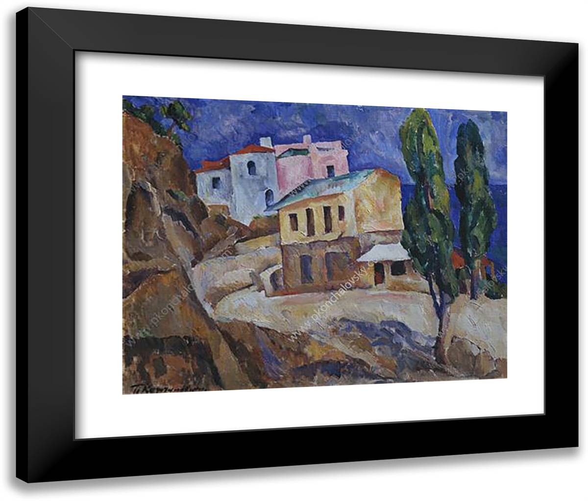 Crimea. Alupka. 24x20 Black Modern Wood Framed Art Print Poster by Konchalovsky, Piotr