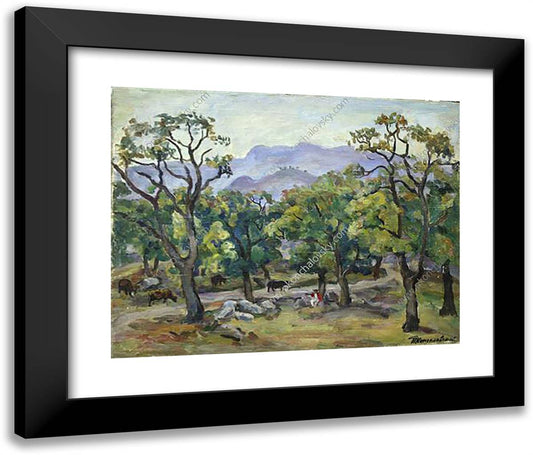 Crimea. Evening Landscape (Yayla). 24x20 Black Modern Wood Framed Art Print Poster by Konchalovsky, Piotr