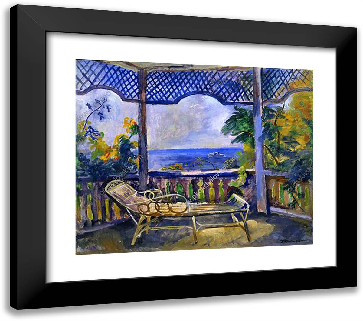 Crimea. Gazebo. 23x20 Black Modern Wood Framed Art Print Poster by Konchalovsky, Piotr