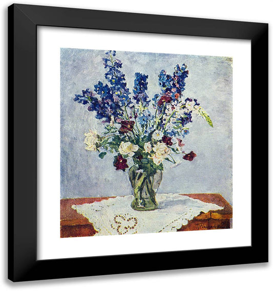 Delphinium and Rose 20x21 Black Modern Wood Framed Art Print Poster by Konchalovsky, Piotr