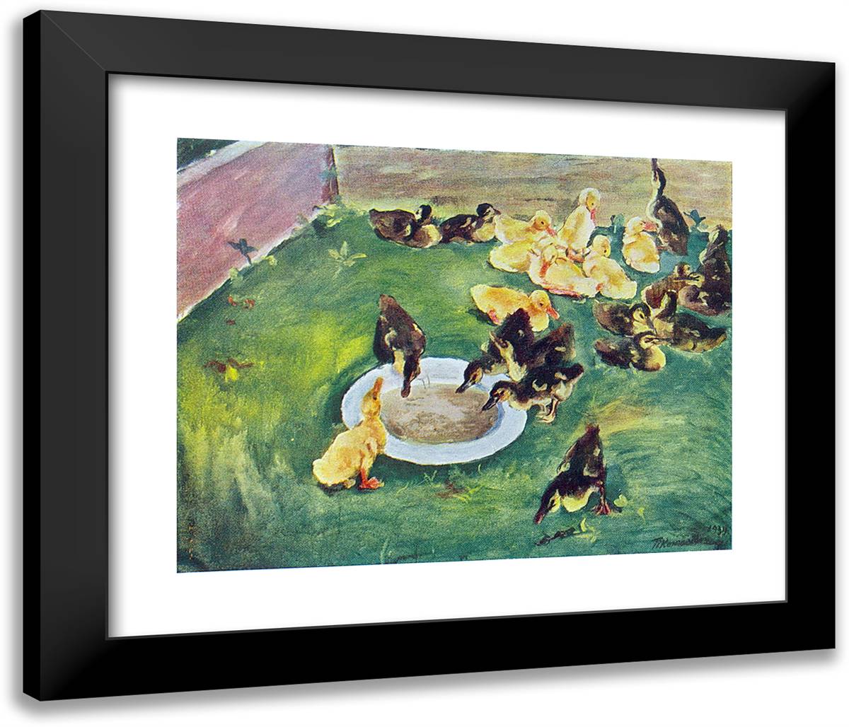 Ducklings 24x20 Black Modern Wood Framed Art Print Poster by Konchalovsky, Piotr