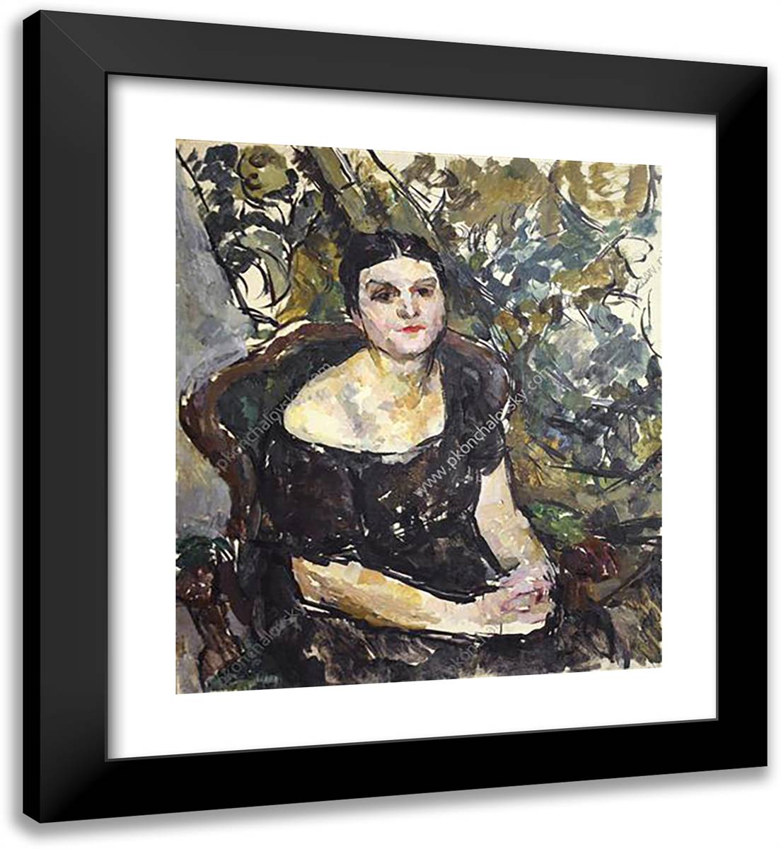 Female Portrait 20x22 Black Modern Wood Framed Art Print Poster by Konchalovsky, Piotr