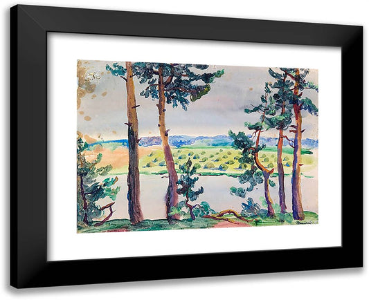 Fir Trees by the River 24x20 Black Modern Wood Framed Art Print Poster by Konchalovsky, Piotr