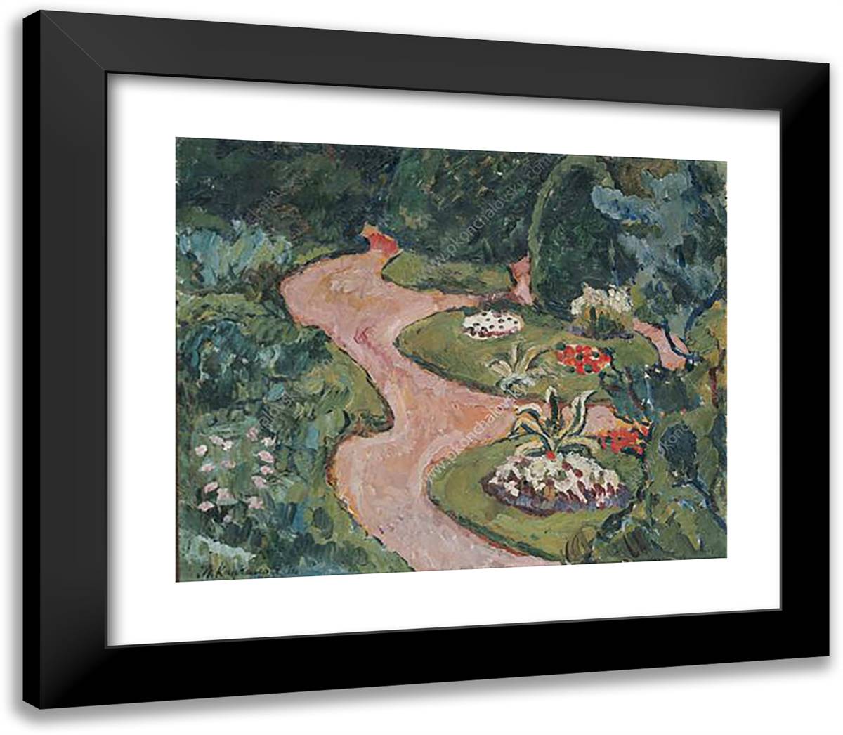 Flower-Garden 23x20 Black Modern Wood Framed Art Print Poster by Konchalovsky, Piotr