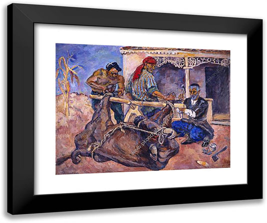 Forging of Buffalo 24x20 Black Modern Wood Framed Art Print Poster by Konchalovsky, Piotr