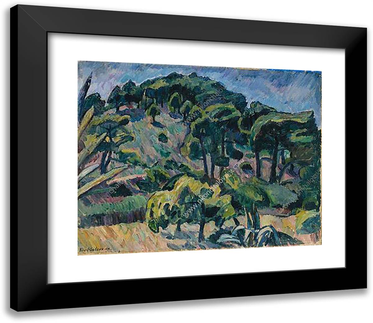 France. Mountain Lavender. 23x20 Black Modern Wood Framed Art Print Poster by Konchalovsky, Piotr