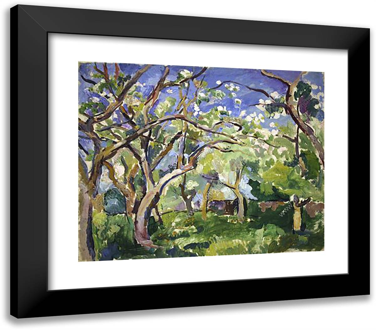 Fruit Trees 23x20 Black Modern Wood Framed Art Print Poster by Konchalovsky, Piotr