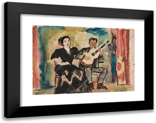 Guitarist and Singer 24x19 Black Modern Wood Framed Art Print Poster by Konchalovsky, Piotr