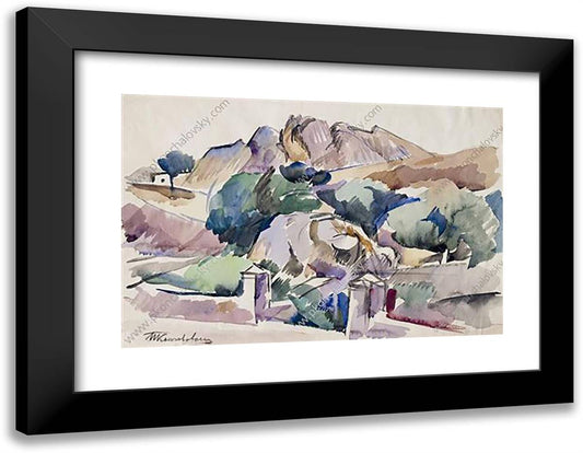 Gurzuf. the Mountains. 24x19 Black Modern Wood Framed Art Print Poster by Konchalovsky, Piotr