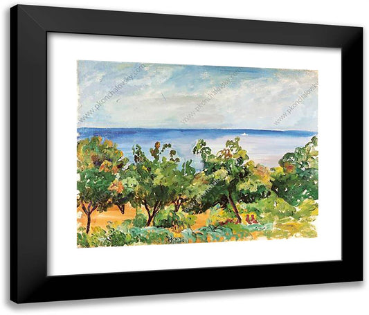 Gurzuf. the Trees on the Background of the Sea. 24x20 Black Modern Wood Framed Art Print Poster by Konchalovsky, Piotr