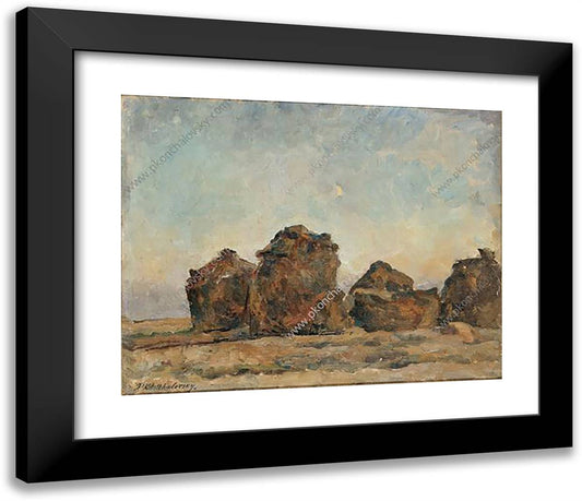 Haystacks in the Evening 23x20 Black Modern Wood Framed Art Print Poster by Konchalovsky, Piotr