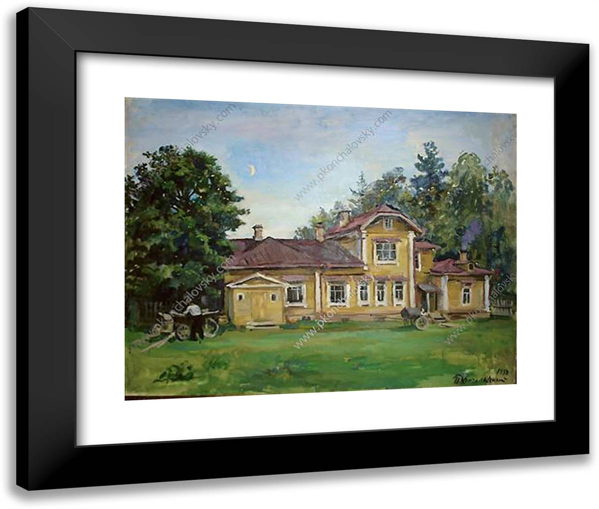 House in Knobs 24x20 Black Modern Wood Framed Art Print Poster by Konchalovsky, Piotr