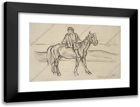 Ilmen Lake. the Boy on Horseback. 24x18 Black Modern Wood Framed Art Print Poster by Konchalovsky, Piotr