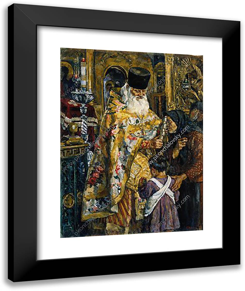 In the Cathedral of Yuryev (Abbot Bessarion) 20x24 Black Modern Wood Framed Art Print Poster by Konchalovsky, Piotr