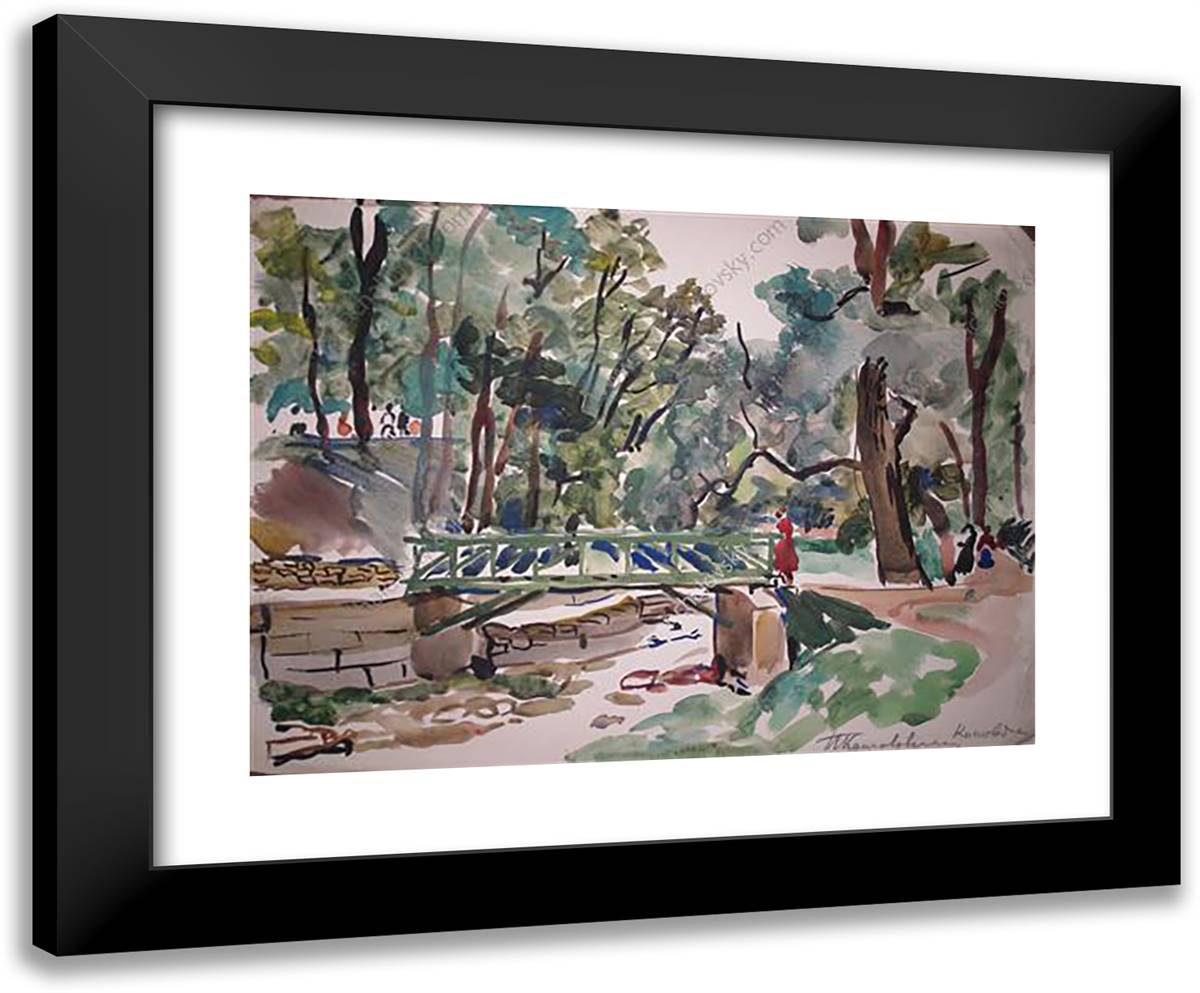 Kislovodsk. the Bridge in the Park. 24x20 Black Modern Wood Framed Art Print Poster by Konchalovsky, Piotr