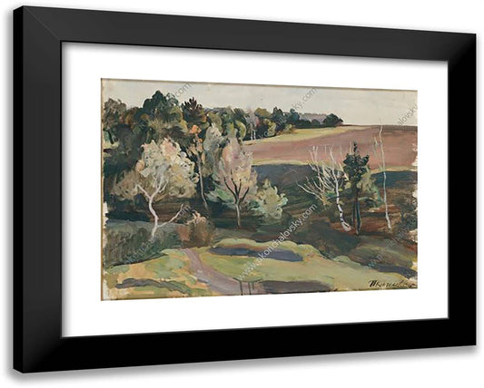 Landscape Against the Sun 24x19 Black Modern Wood Framed Art Print Poster by Konchalovsky, Piotr