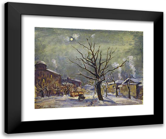 Landscape with the Moon. Bolshaya Sadovaya. 24x20 Black Modern Wood Framed Art Print Poster by Konchalovsky, Piotr