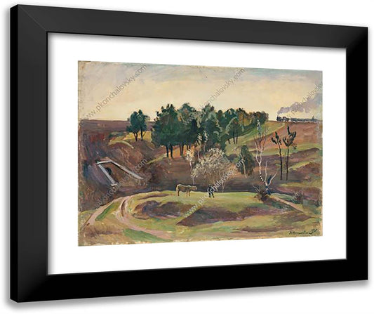 Landscape with the Railway 24x20 Black Modern Wood Framed Art Print Poster by Konchalovsky, Piotr