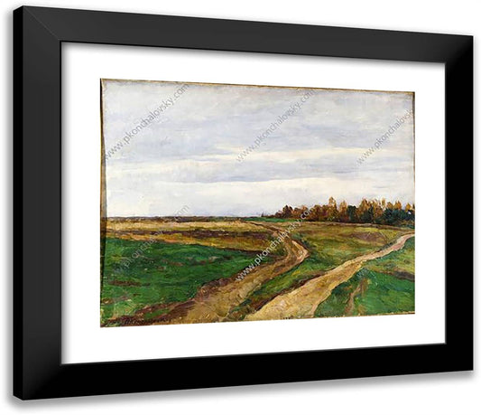 Landscape. a Field. 23x20 Black Modern Wood Framed Art Print Poster by Konchalovsky, Piotr