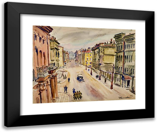 Leningrad. Million Street. 24x20 Black Modern Wood Framed Art Print Poster by Konchalovsky, Piotr