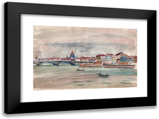 Leningrad. Neva. 24x18 Black Modern Wood Framed Art Print Poster by Konchalovsky, Piotr