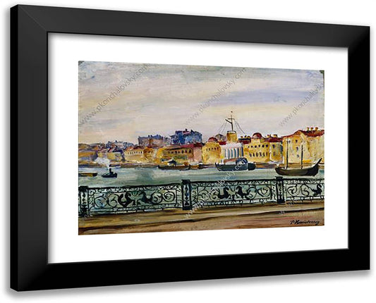 Leningrad. Nicholas Bridge. 24x19 Black Modern Wood Framed Art Print Poster by Konchalovsky, Piotr