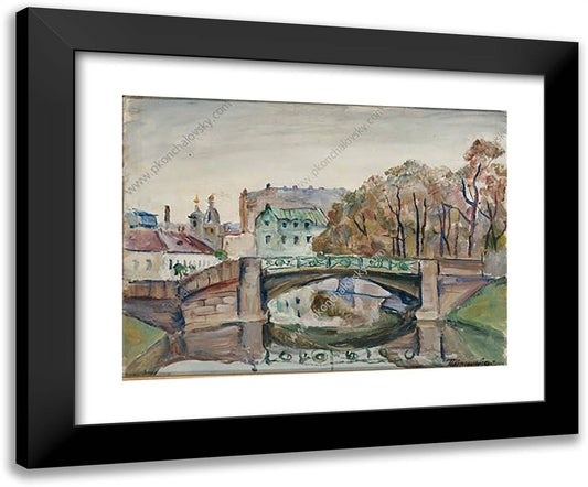 Leningrad. the Bridge on the Canal. 24x20 Black Modern Wood Framed Art Print Poster by Konchalovsky, Piotr