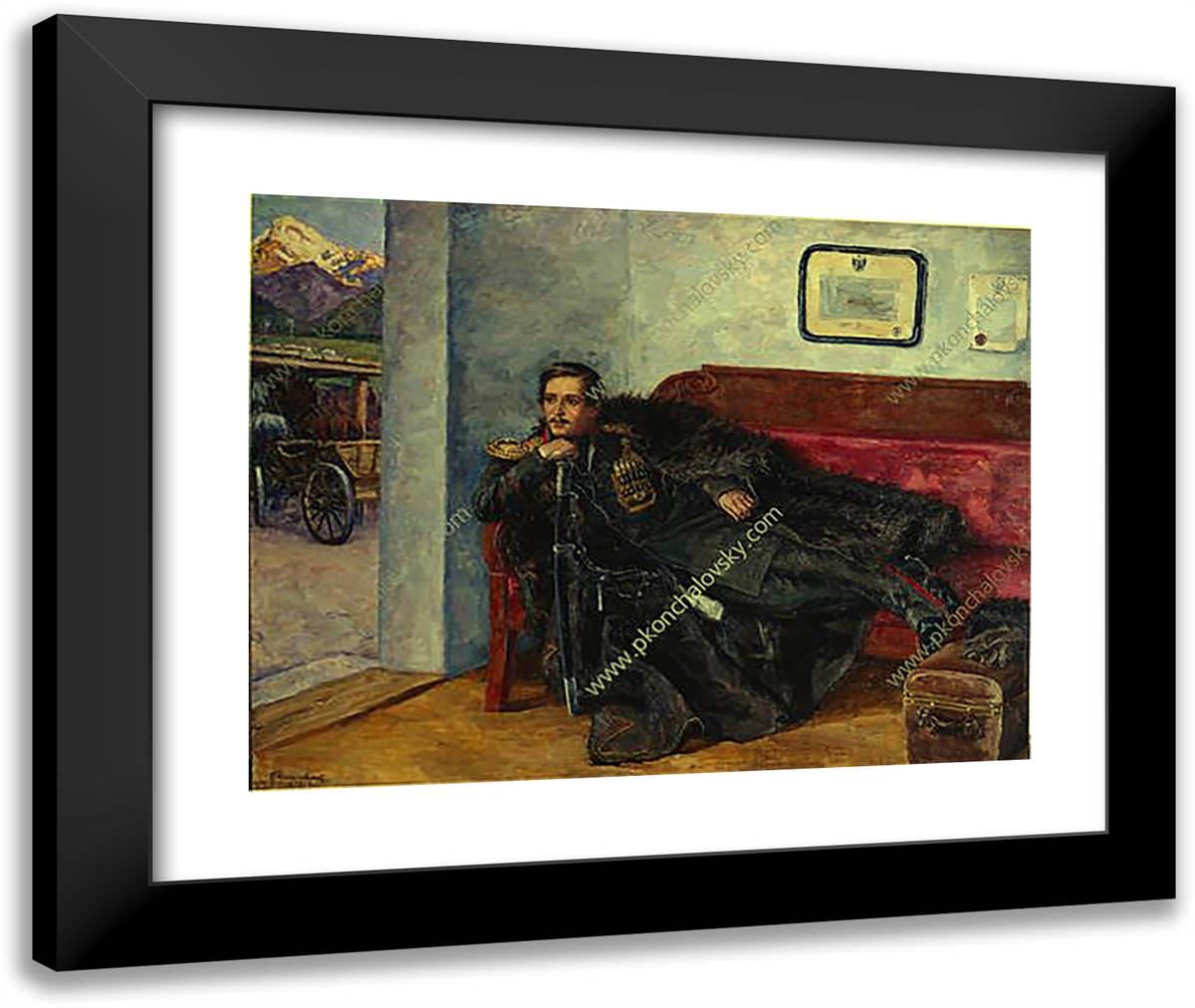 Lermontov 24x20 Black Modern Wood Framed Art Print Poster by Konchalovsky, Piotr