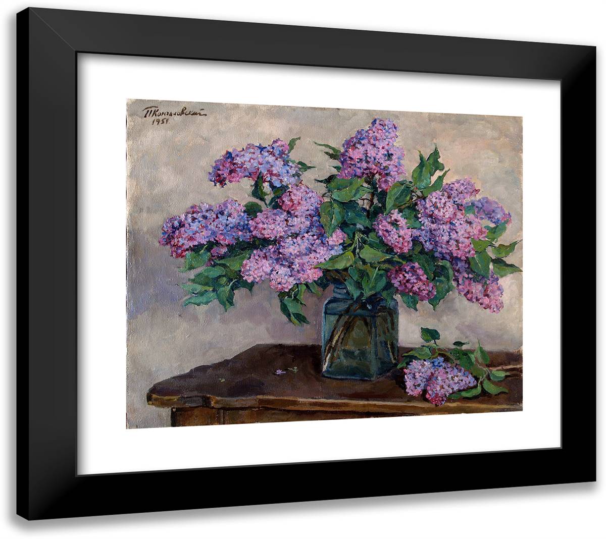 Lilac 22x20 Black Modern Wood Framed Art Print Poster by Konchalovsky, Piotr