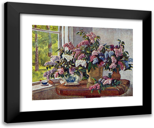 Lilacs by the Window 24x20 Black Modern Wood Framed Art Print Poster by Konchalovsky, Piotr