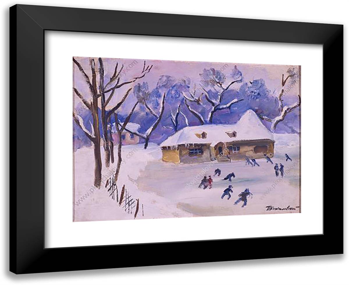 Little House on the Rink 24x20 Black Modern Wood Framed Art Print Poster by Konchalovsky, Piotr