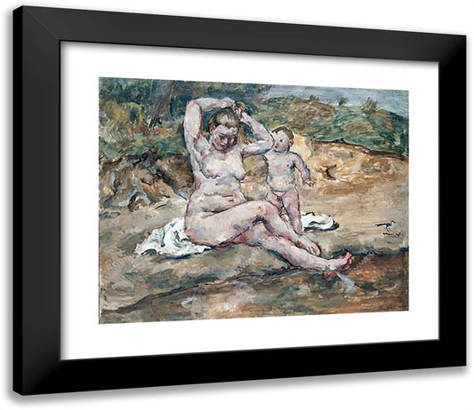 Mother and Child 23x20 Black Modern Wood Framed Art Print Poster by Konchalovsky, Piotr