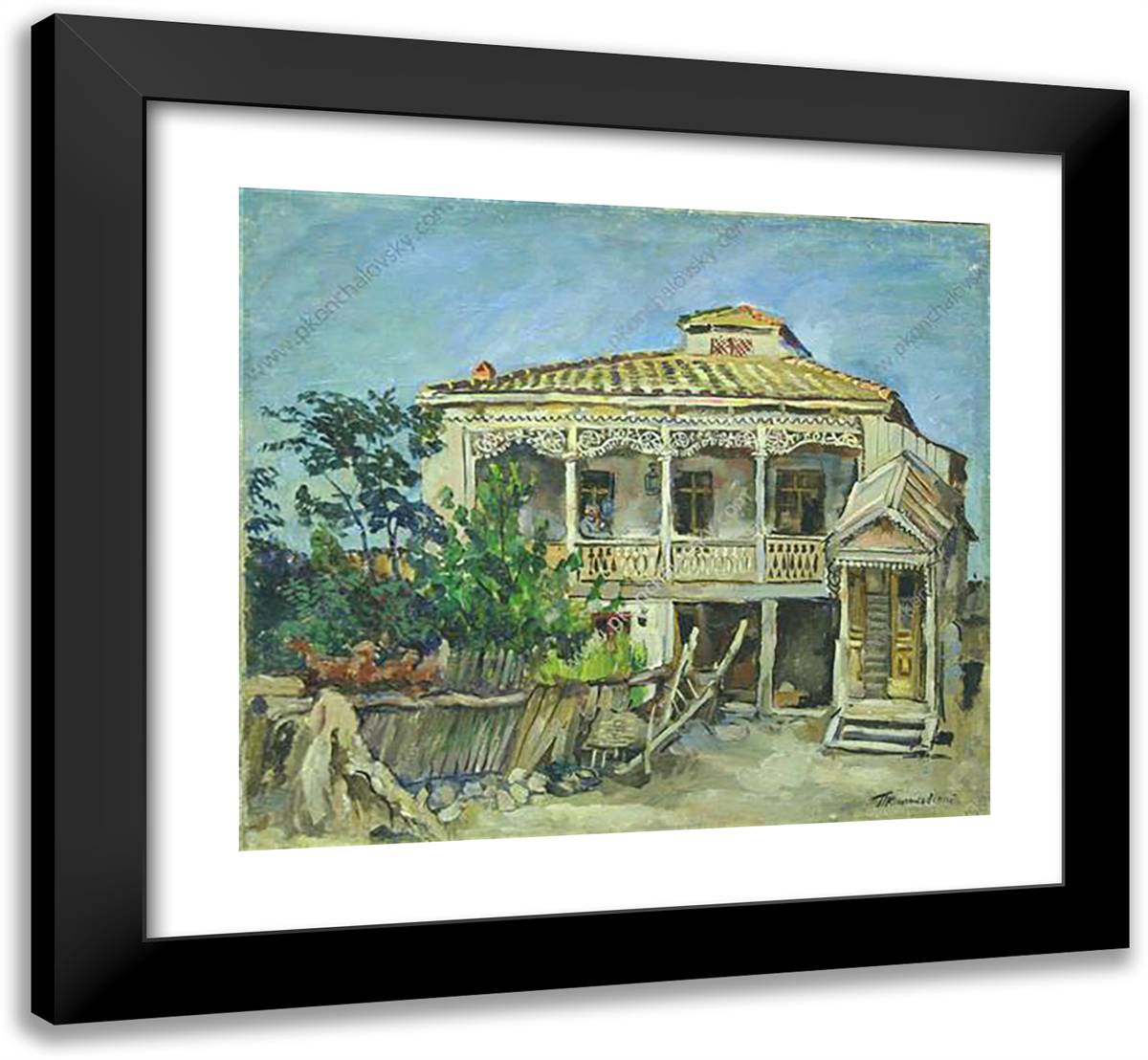 Mtskheta. Sandro-Sakla. 22x20 Black Modern Wood Framed Art Print Poster by Konchalovsky, Piotr