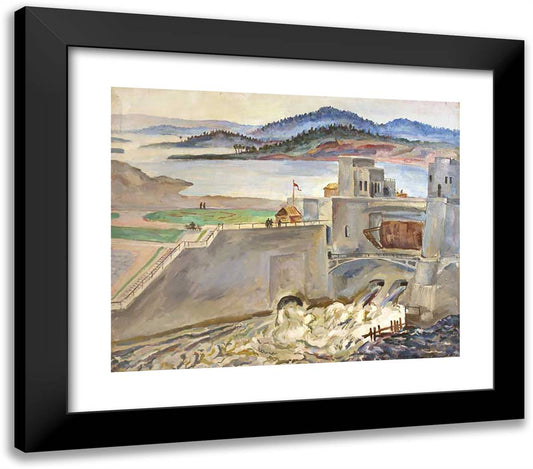 Murmansk. Tulomstroy. Spillway. 23x20 Black Modern Wood Framed Art Print Poster by Konchalovsky, Piotr