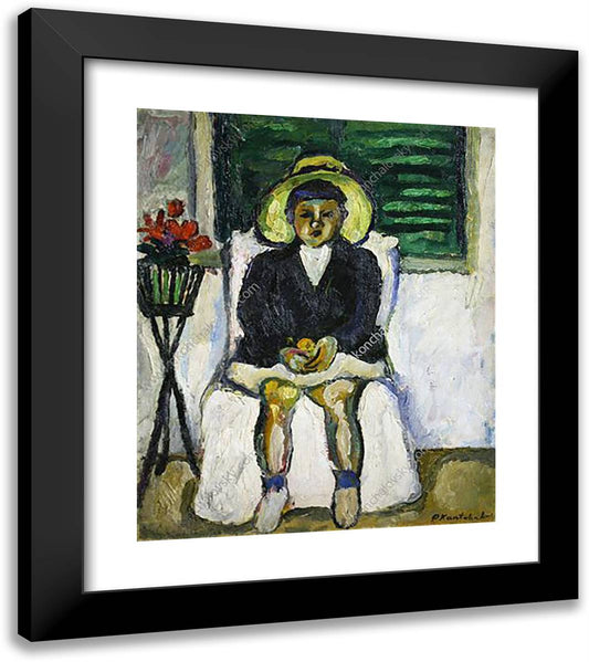 Natasha at the Window 20x23 Black Modern Wood Framed Art Print Poster by Konchalovsky, Piotr