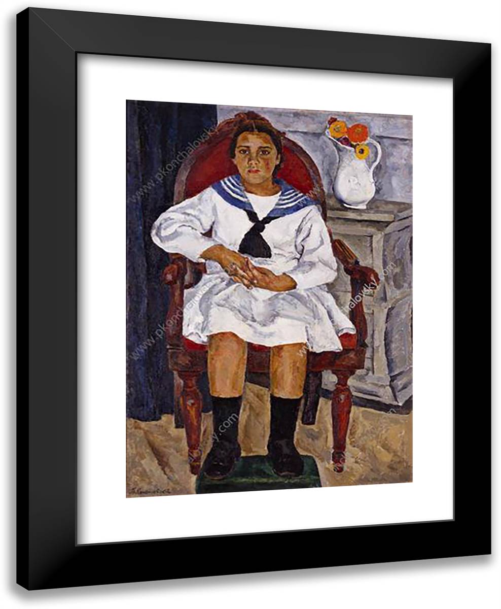 Natasha in a Chair 19x24 Black Modern Wood Framed Art Print Poster by Konchalovsky, Piotr